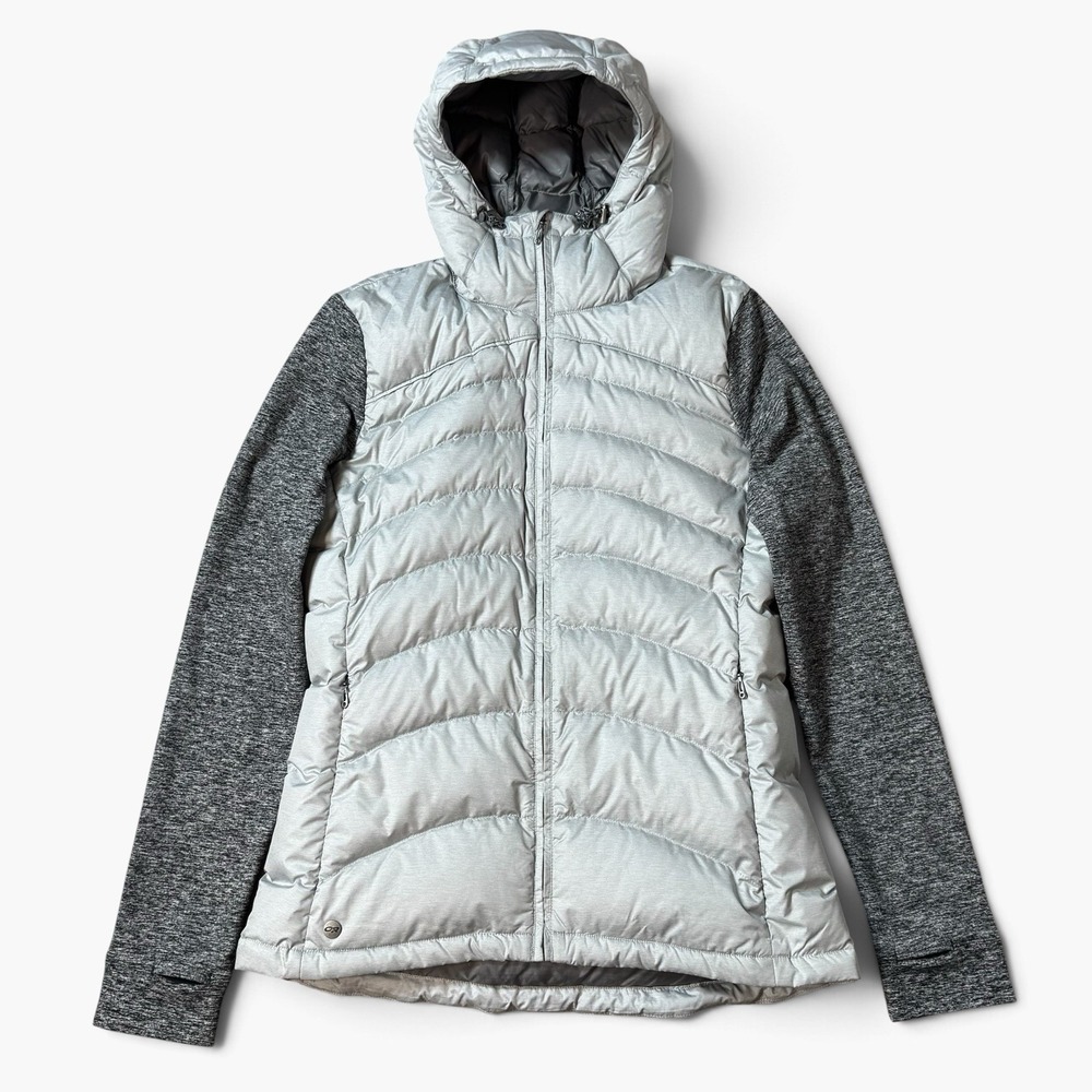 Outdoor Research Womens M Gray Duck Down Plaza Hoodie Puffer Jacket Gorpcore